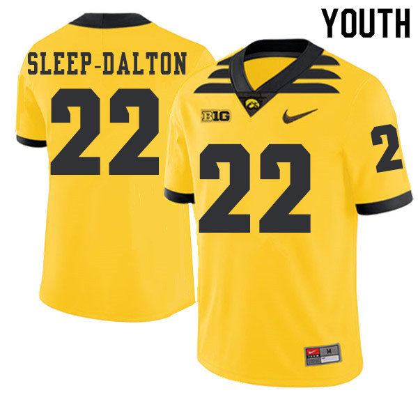 2019 Youth #22 Michael Sleep-Dalton Iowa Hawkeyes College Football Alternate Jerseys Sale-Gold